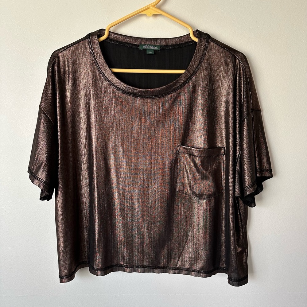 Metallic Bronze Crop Tee